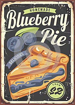 Blueberry pie poster design made for bakeries and markets.