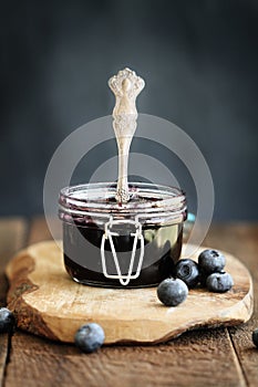 Blueberry Preserves with Spoon
