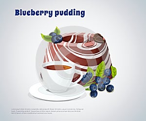 Blueberry Pudding Illustration