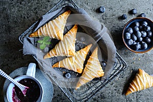 Blueberry puff pastry Turnovers with lemon glaze