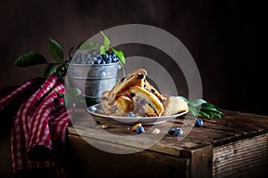 Blueberry Scones and Bucket of Fresh Blueberries