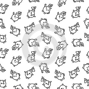 Blueberry. Seamless pattern. Coloring Page