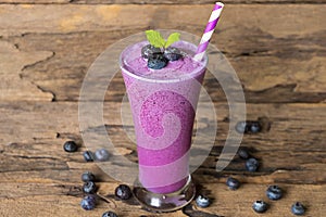 Blueberry smoothiesl fruit juice milkshake blend beverage healthy high protein the taste yummy In glass drink episode