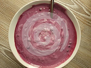 A blueberry smothie bowl
