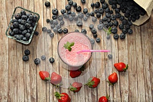Blueberry and strawberry milkshake