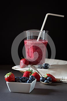 Blueberry and strawberry smoothie still life