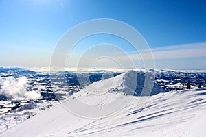 A bluebird day at Hanazono view from the peak