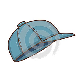 Vector illustration of blue baseball cap isolated on white