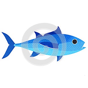 Bluefin tuna, tunny, whole fresh saltwater fish, Thunnus thynnus, seafood, close-up, graphic flat icon, package design