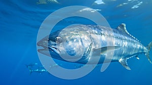 Bluefish in the blue sea photo