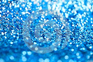 Blueglitter shine dots confetti. Abstract light blink sparkle defocus backgound