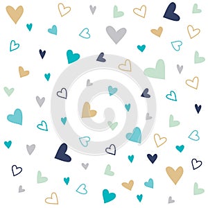 blue hearts background on white