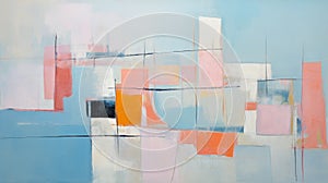 Bluepink Abstract Painting By Nathan Reemer: Light Blue And Orange Style