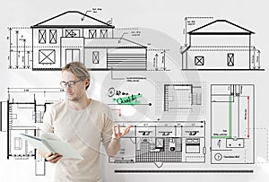 Blueprint Architect Construction Project Sketch Concept