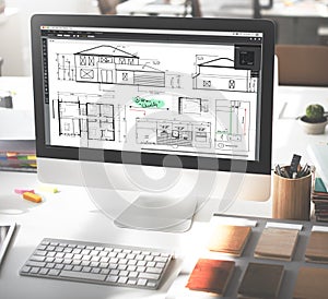 Blueprint Architect Construction Project Sketch Concept