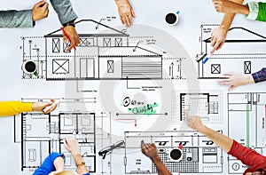 Blueprint Architect Construction Project Sketch Concept