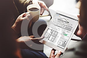 Blueprint Architect Construction Project Sketch Concept