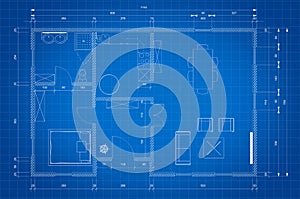 Blueprint of architect plan for house construction