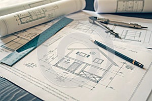 Blueprint architectural design and project drawings