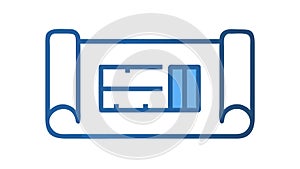 Blueprint or Architectural Plan Document Icon, vector design Generative AI
