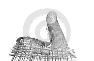 Blueprint of architecture building in technology construction