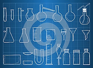 Blueprint of chemical laboratory equipment