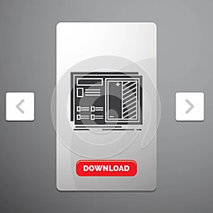 Blueprint, design, drawing, plan, prototype Glyph Icon in Carousal Pagination Slider Design & Red Download Button