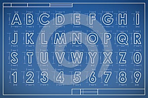 Blueprint font alphabet photo