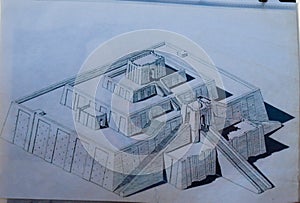 Blueprint of the Great ziggurat of Ur aka Ur-Nammu, Dhi Qar, Iraq