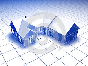 Plán štýl 3D stala house.