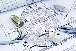 Blueprint for a house. electrical