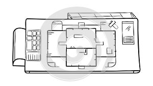 Blueprint with house floor plan, architectural design, vector design Generative AI