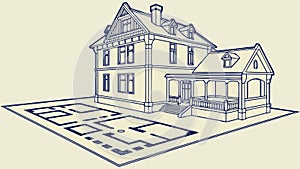 Blueprint House Plan, Architectural Design, Home Project vector design Generative AI