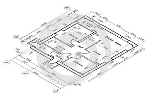 Blueprint house. Plan architecture. Draft home isolated on white background. Blueprint construction. Pattern line outline floor ap