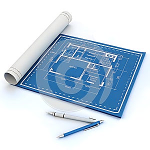 Blueprint icon isolated on white background photo