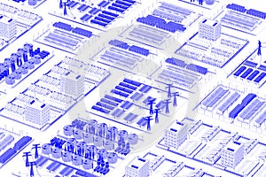 Blueprint of industrial estate park with infrastructure development