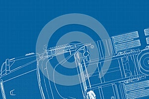 Blueprint mechanical drawing background, blueprint texture