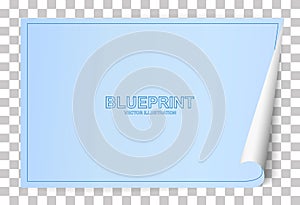 Blueprint paper background for architectural drawing and soft shadow on transparent background. Vector illustration photo