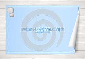 Blueprint paper background for architectural drawing on wood background. Vector photo