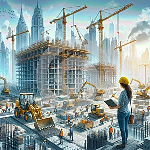 Blueprint for Progress: A Construction Illustration photo