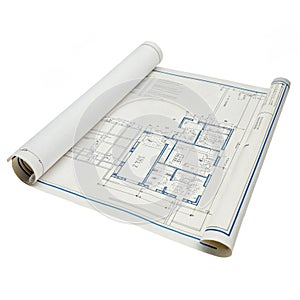 Blueprint Scroll isolated on white background