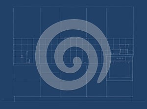 Blueprint of small kitchen facade.