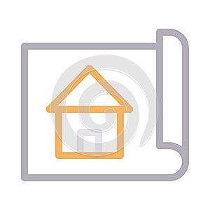 Blueprint thin color line vector icon
