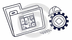 Blueprint and tools, architectural design and construction plan vector design Generative AI