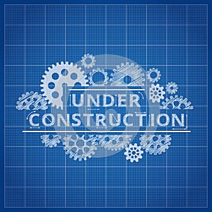 Blueprint website backdrop. Under construction blue print background