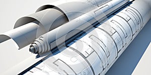 Blueprints close up 3d illustrated