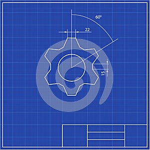 Blueprints. Mechanical engineering drawings of gear