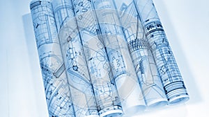 Blueprints - rolls of architectural drawings
