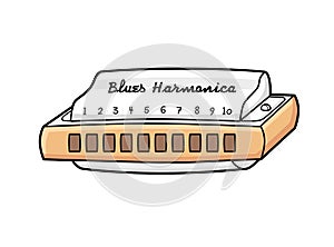 Blues harmonica isolated