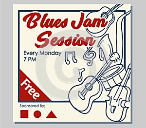 Blues Jam Hand Draw Poster